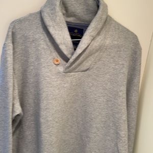 Brooks Brothers Pullover Woven Knit Cotton Blend Shawl Collar Top Gray -L